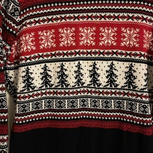 Vintage Aspen Red Nordic Snowflake & Tree Print Sweater Medium - Picture 2 of 6